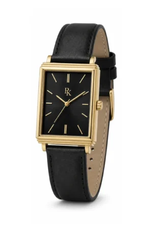 Desiyaaro Deco 32mm Onyx Gold Square Watch