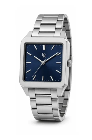 Desiyaaro Deco 34mm Navy Steel Square Watch
