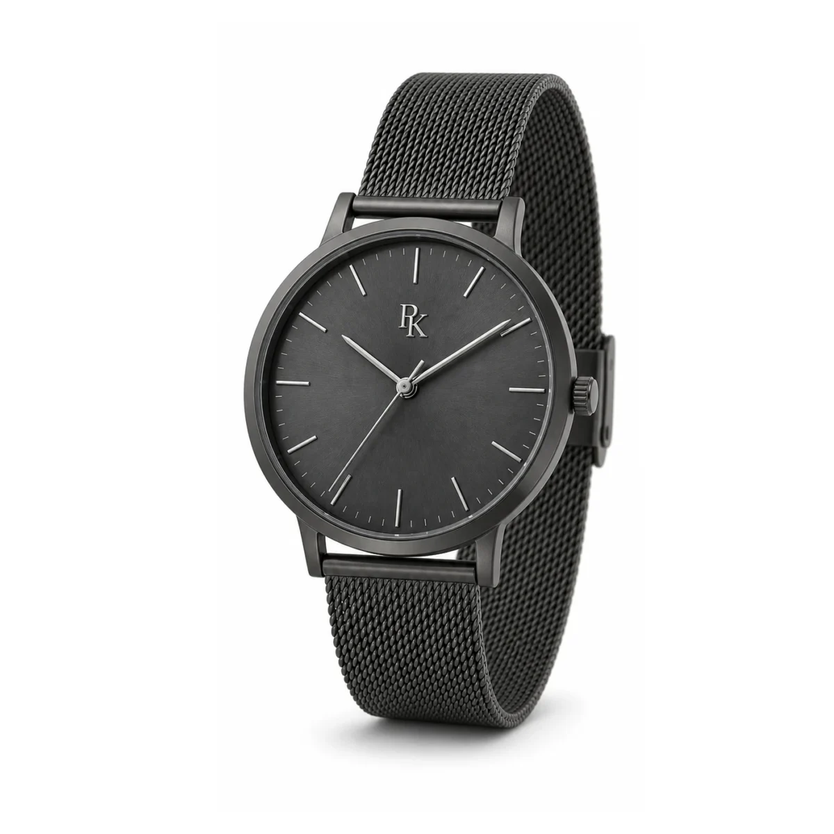 rk-min-40-chr-msh-angle Desiyaaro Minima 40mm Charcoal Mesh Minimalist Watch - Image 3
