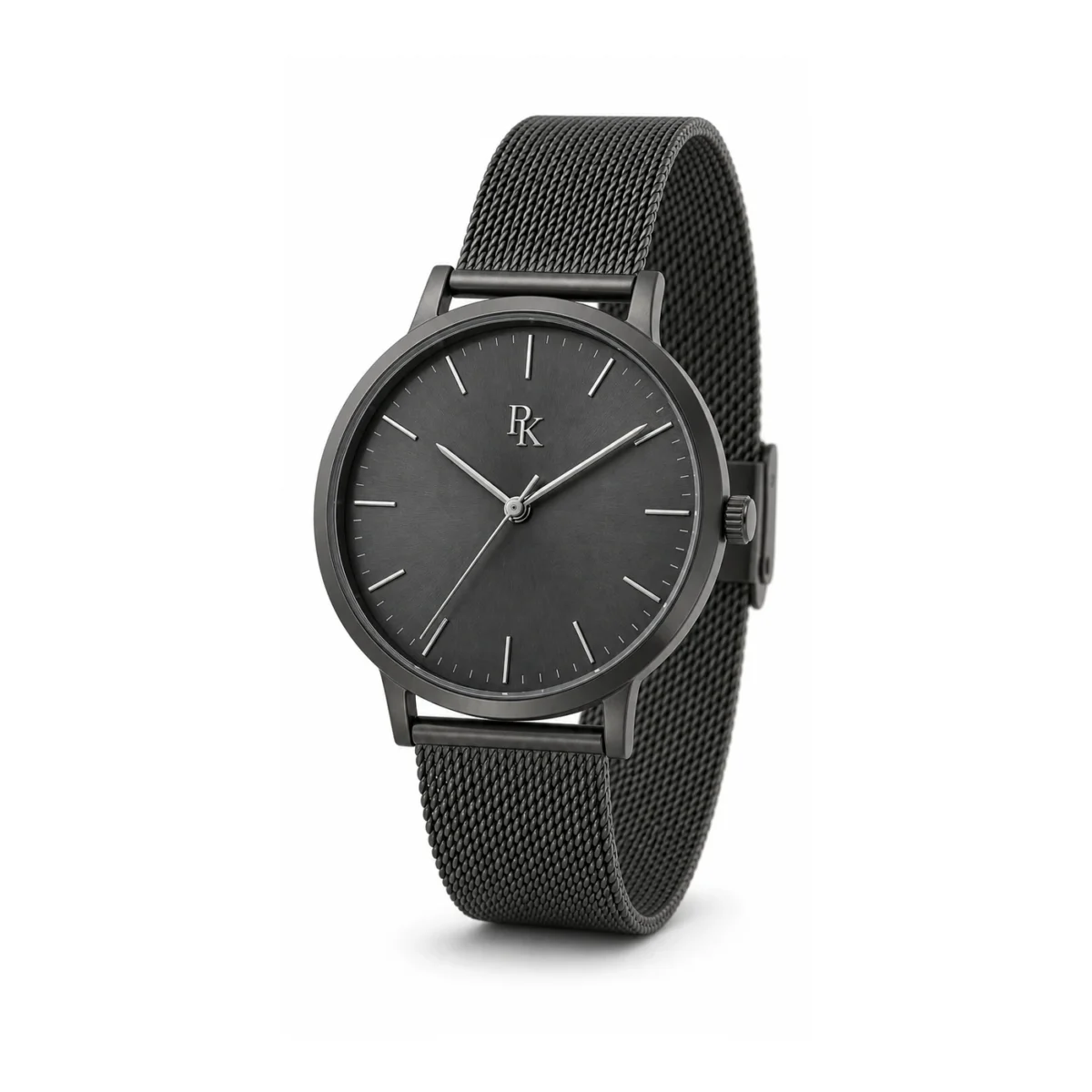 rk-min-40-chr-msh-front Desiyaaro Minima 40mm Charcoal Mesh Minimalist Watch - Image 2