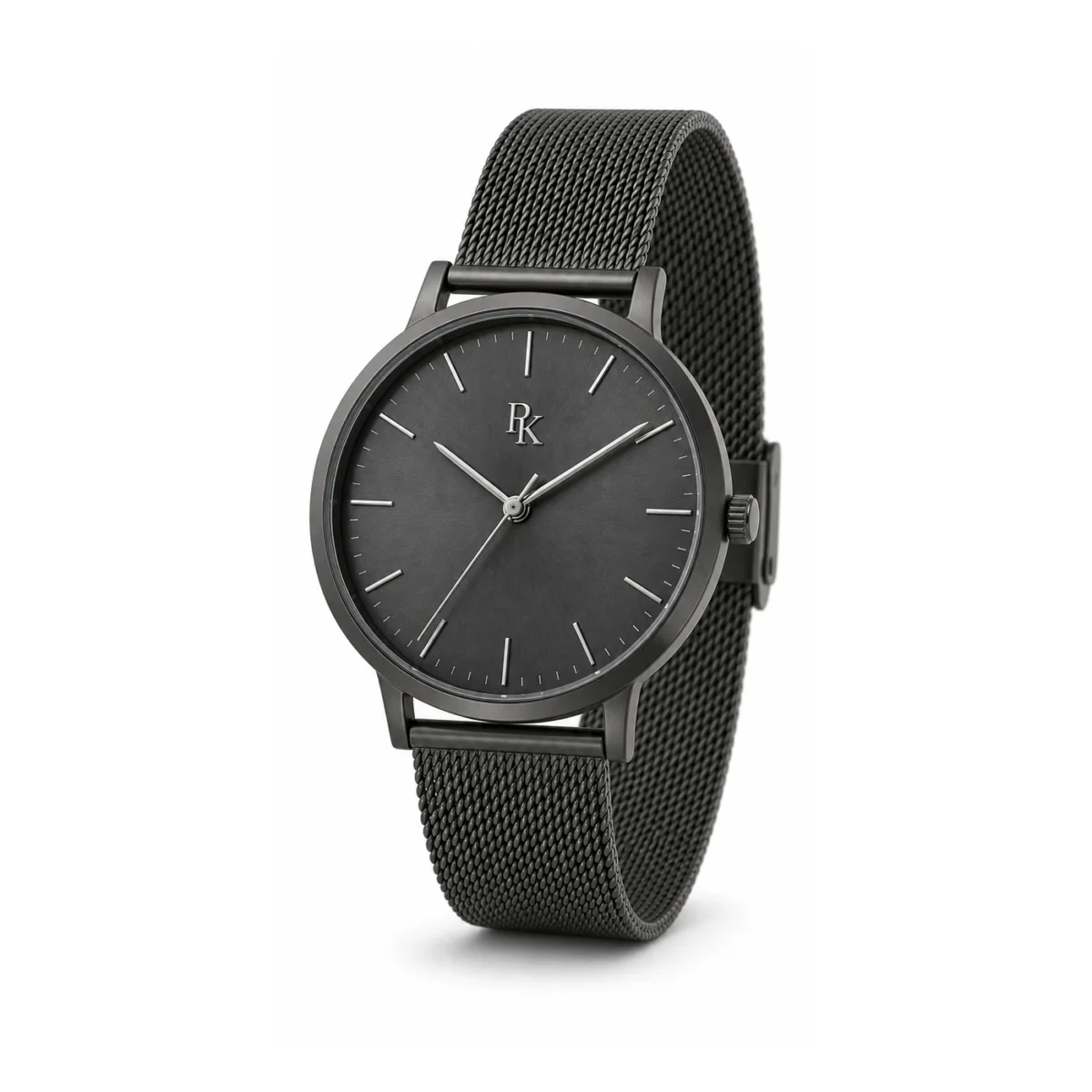 rk-min-40-chr-msh-strap Desiyaaro Minima 40mm Charcoal Mesh Minimalist Watch - Image 5