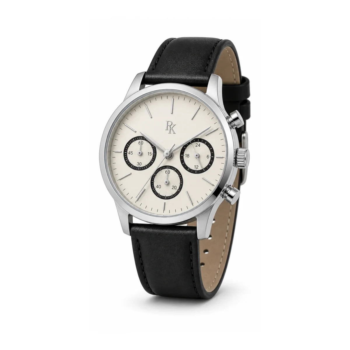rk-tmp-42-ivy-blk-front Desiyaaro Tempo 42mm Ivory Black Chronograph Watch - Image 2