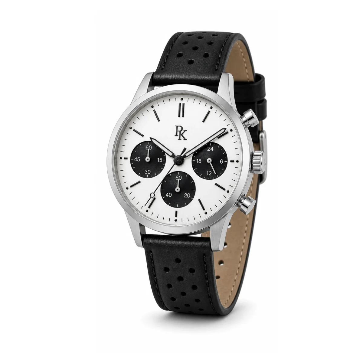 rk-tmp-42-pnd-blk-angle Desiyaaro Tempo 42mm Panda Black Chronograph Watch - Image 3