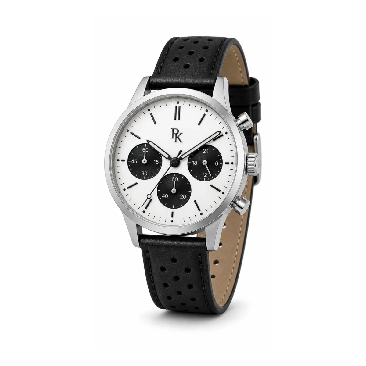 rk-tmp-42-pnd-blk-strap Desiyaaro Tempo 42mm Panda Black Chronograph Watch - Image 5