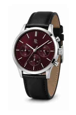 Desiyaaro Tempo 44mm Burgundy Leather Chronograph Watch