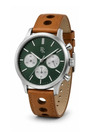 Desiyaaro Tempo 44mm Green Tan Chronograph Watch