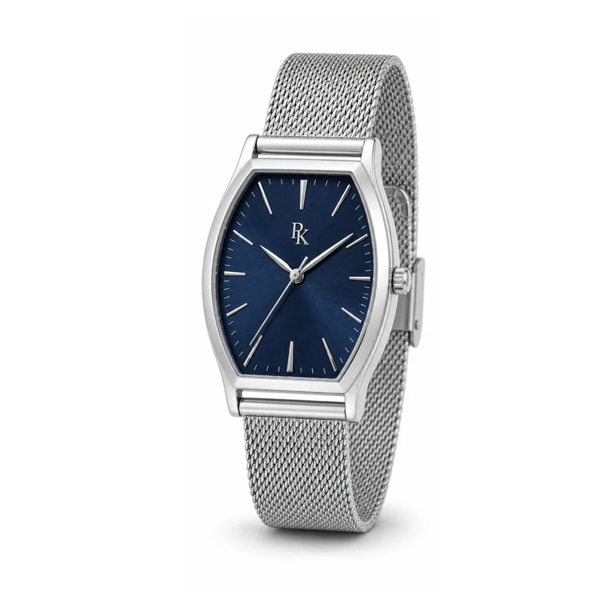 rk-ton-39-blu-msh-angle Desiyaaro Tonneau 39mm Blue Mesh Tonneau Watch - Image 3