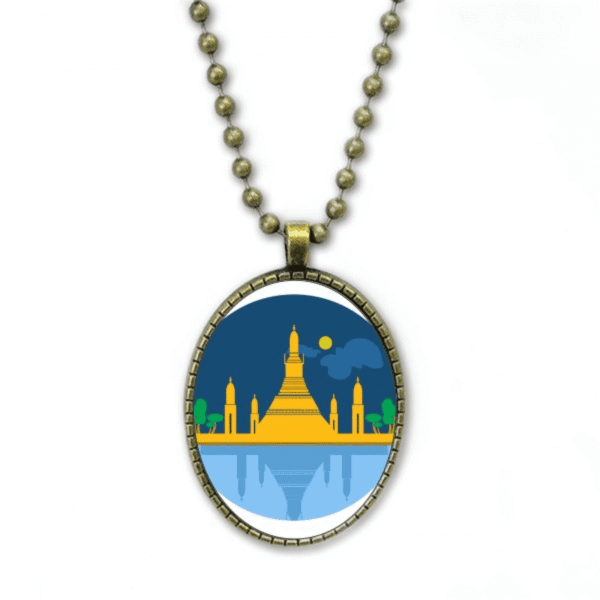 thailand special temple shield necklace vintage chain bead pendant jewelry collection