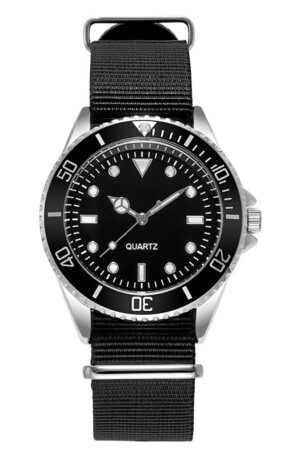 diver style watch japan movement rotating bezel fabric strap 40mm dial
