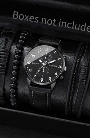 4/5pcs fashion men's watches man business quartz wristwatch vintage leather bracelets set reloj hombre（without box）