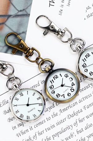 large number clear pocket watch keychain hanging watch nurse watch student exam quartz watch