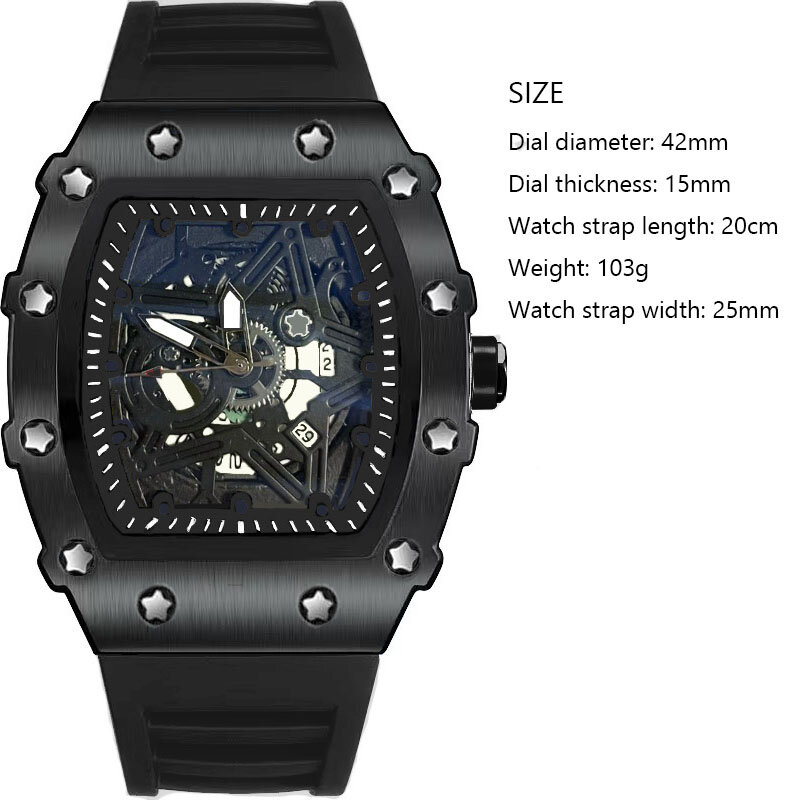 men watches light luxury brand domineering beauty trend pentagram luminous wine barrel shaped male fashion quartz clock watch men watches light luxury brand domineering beauty trend pentagram luminous wine barrel shaped male fashion quartz clock watch