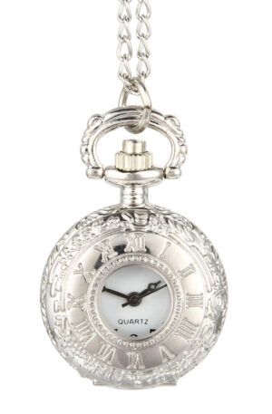 fashion vintage alloy number dual time display clock necklace chain watches birthday gifts