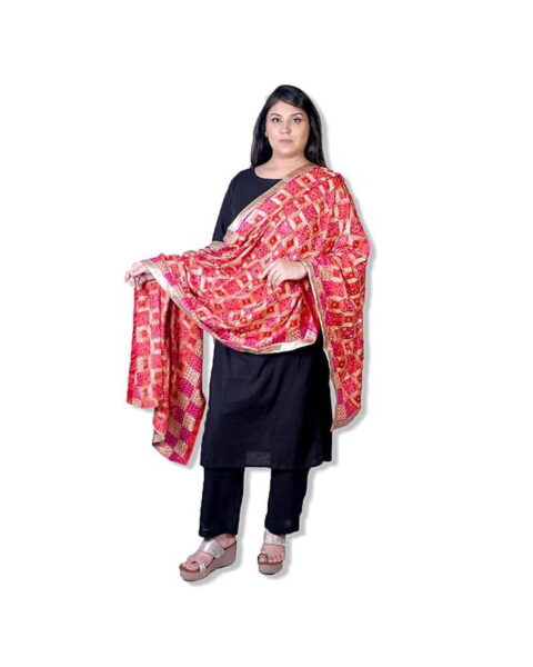 Allure Motifs Red Embroidered Dupatta