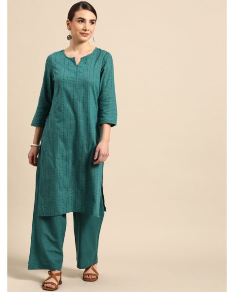 Anouk Gold Woven Kurta Set