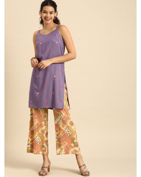 Anouk Purple Traditional Kurta Set