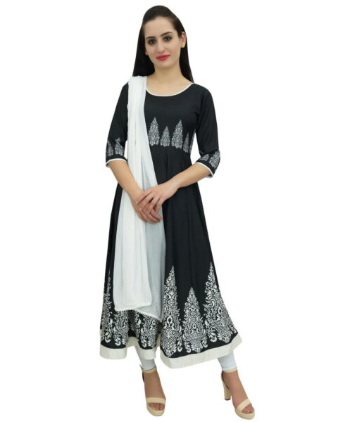 Atasi Black Georgette Digital Print Anarkali Suit - Style 60124