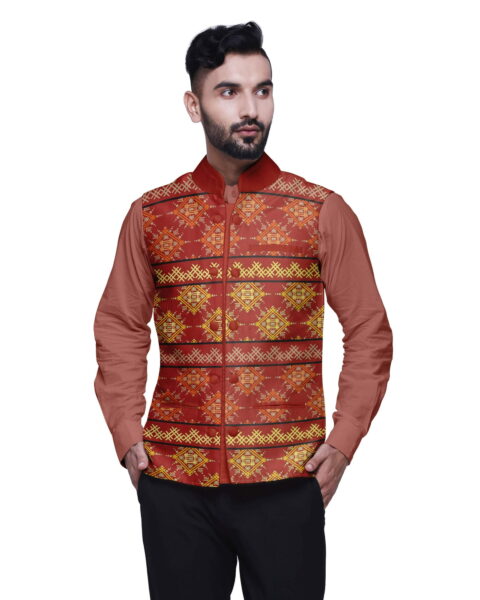 Atasi Printed Wedding Nehru Jacket
