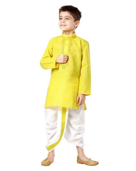 Cellora Yellow Cotton Boys' Kurta Set