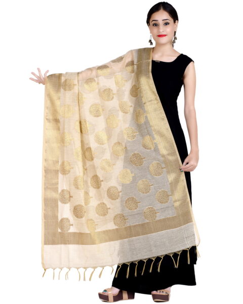 Chandrakala Beige Banarasi Silk Zari Woven Stole