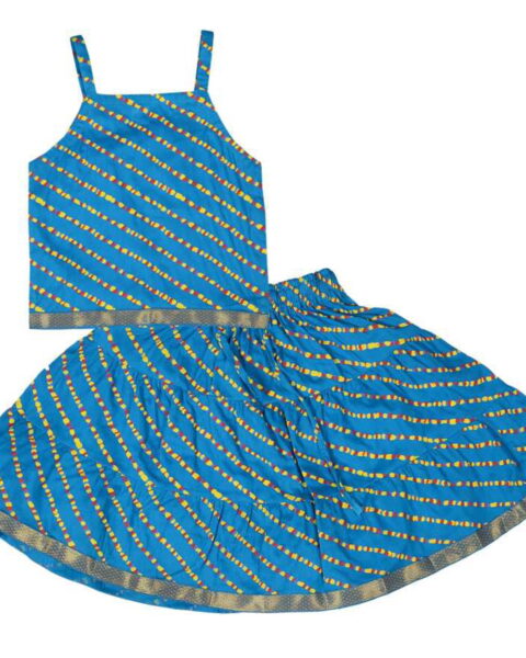 Chandrakala Cream Girls' Lehenga Choli