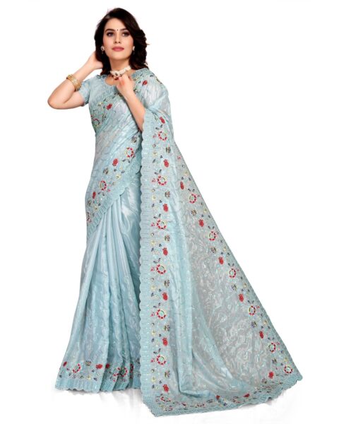 Craftstribe Blue Georgette Saree