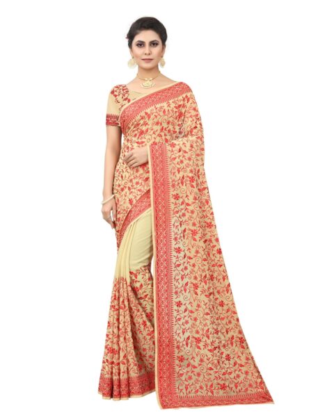 Craftstribe Georgette Embroidered Saree