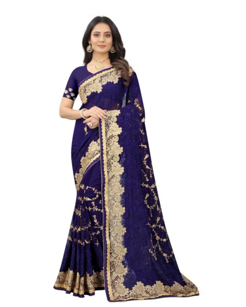 Craftstribe Georgette Embroidered Saree - Style 70051