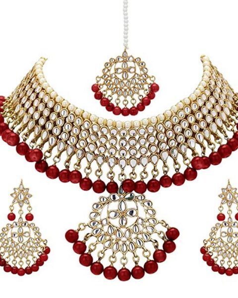 Crunchy Fashion Maroon Jewellery Set