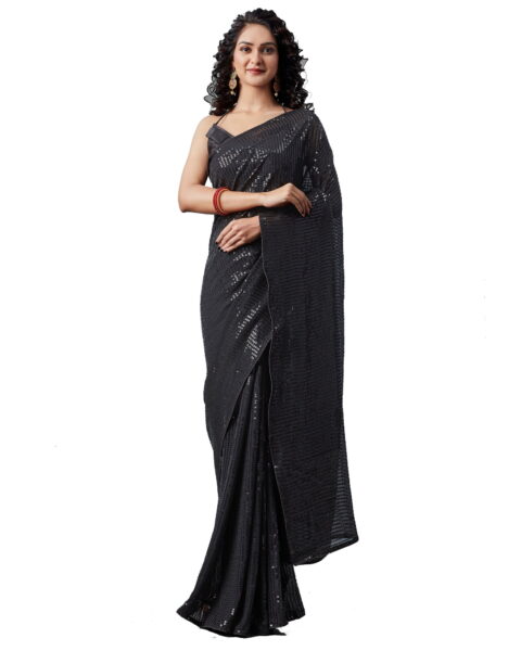 Elina Fashion Georgette Embroidered Saree - Style 44532