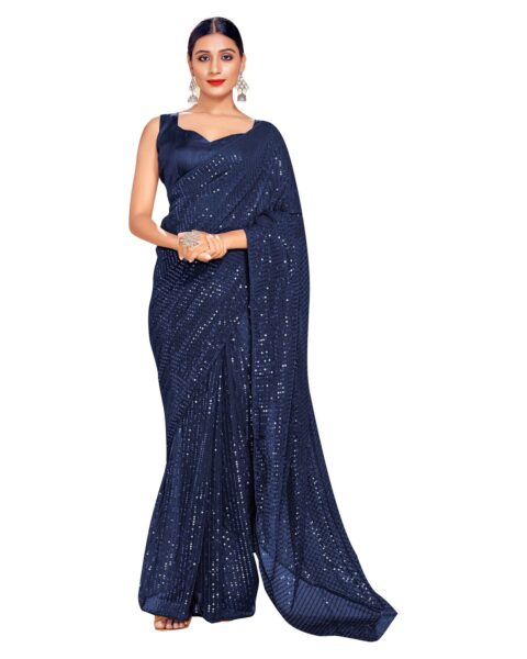 Elina Fashion Georgette Embroidered Saree - Style 05030