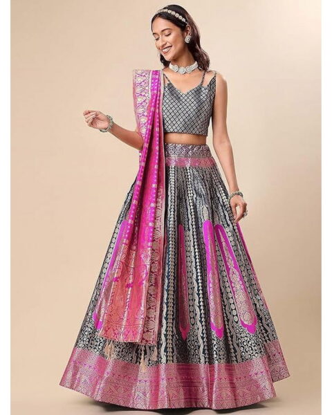 Globon Fashion Banarasi Silk Lehenga Choli