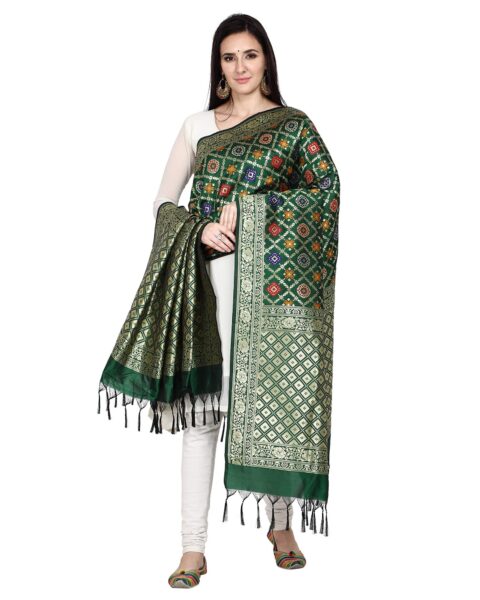 Kapaaha Green Banarasi Silk Woven Dupatta