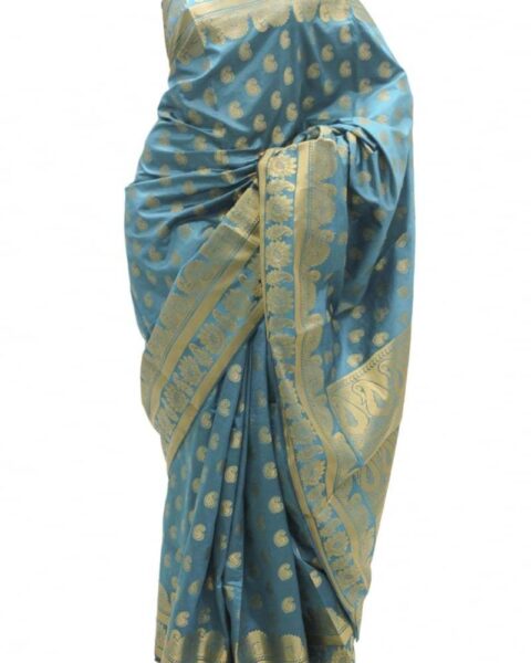 Krishna Sarees Teal Art Silk Saree