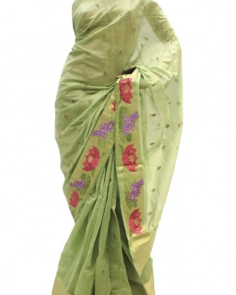 Krishna Sarees Gold Cotton Saree