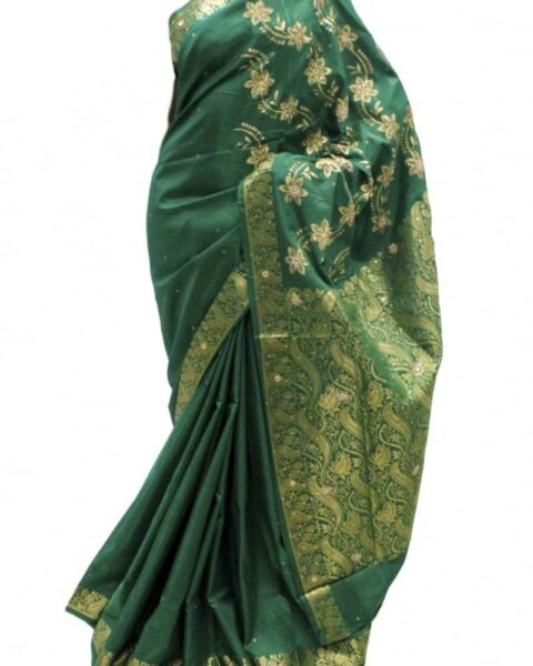 Krishna Sarees Green Banarasi Silk Saree