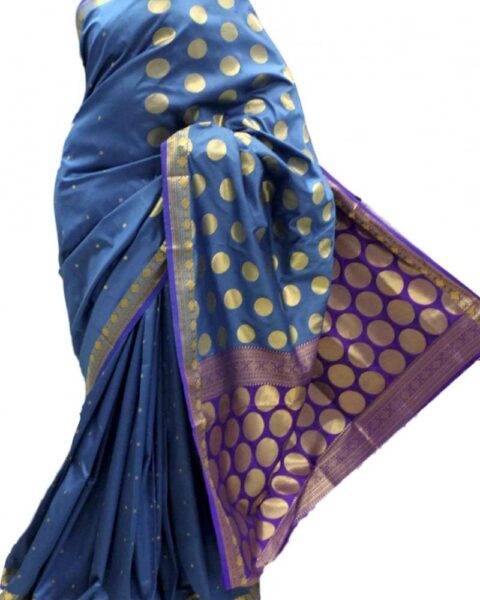 Krishna Sarees Teal Art Silk Saree - Style 95616