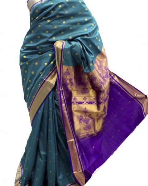 Krishna Sarees Teal Art Silk Saree - Style 95586