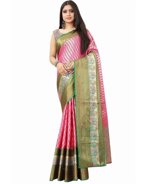 Nishtha Chadda Pink Banarasi Silk Saree