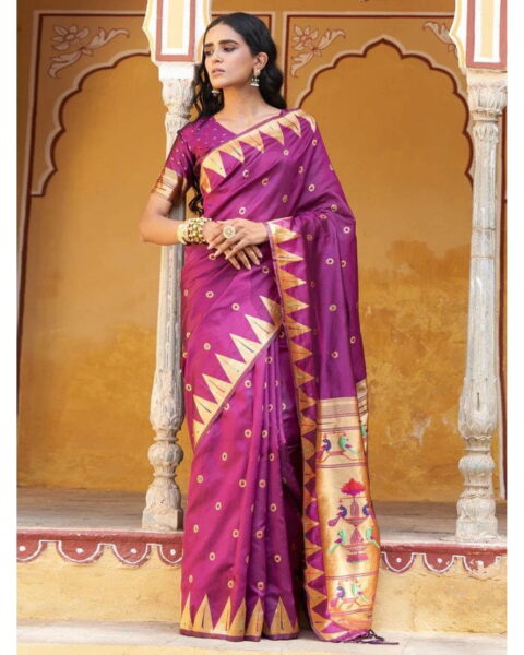 Nishtha Chadda Purple Paithani Silk Saree