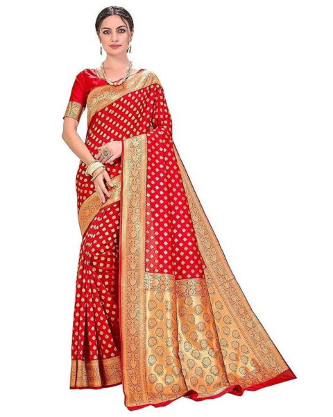 Nishtha Chadda Red Banarasi Silk Saree