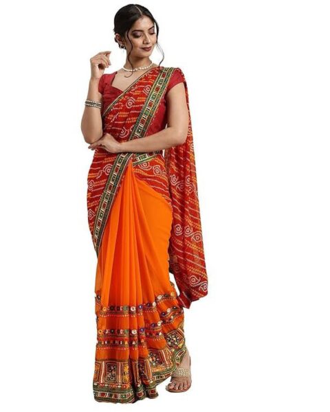 Nishtha Chadda Red Georgette Saree