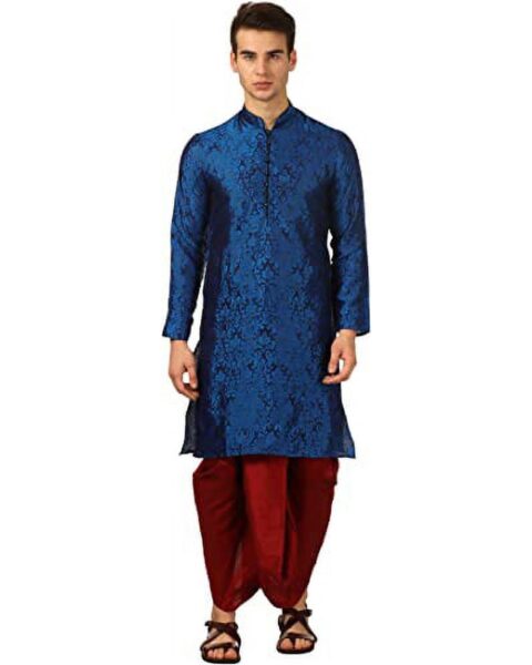 Royal Kurta Blue Silk Kurta Dhoti Set