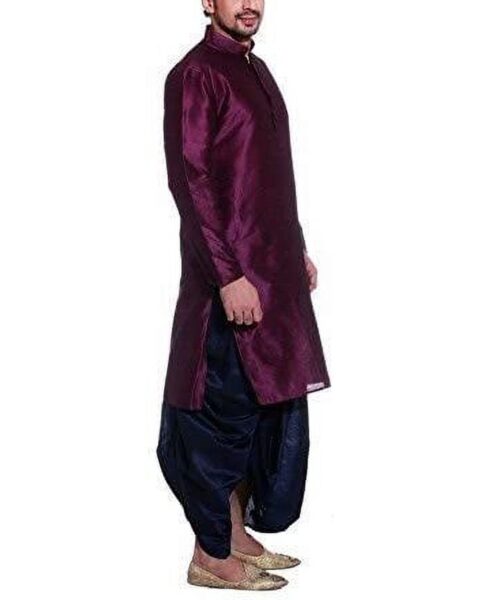 Royal Kurta Purple Silk Kurta Dhoti Set