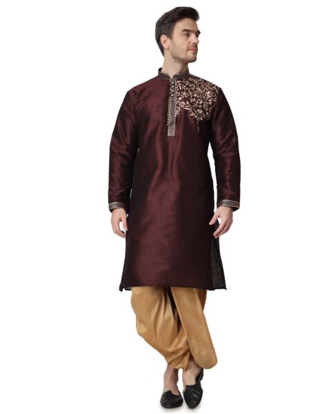 Royal Kurta Silk Patch Work Kurta Dhoti Set