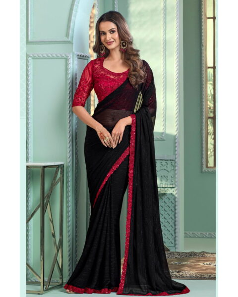 Saree Buta Black Chiffon Saree