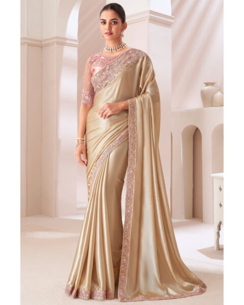 Saree Buta Gold Chiffon Embroidered Saree