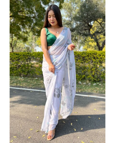 Saree Buta Grey Chiffon Saree