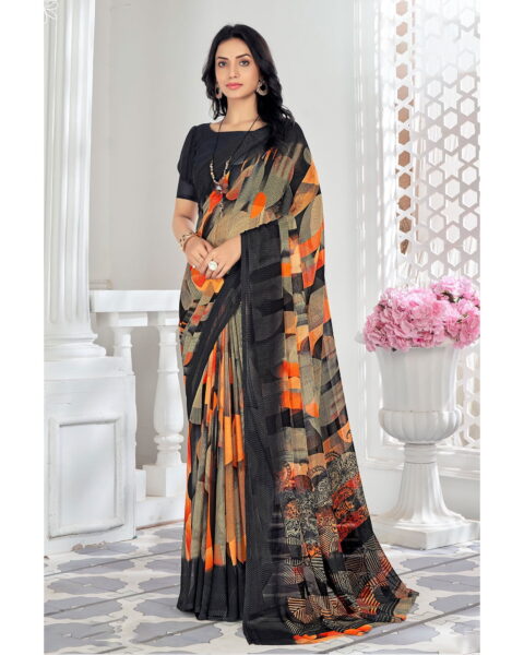 Saree Buta Multicolor Chiffon Printed Saree