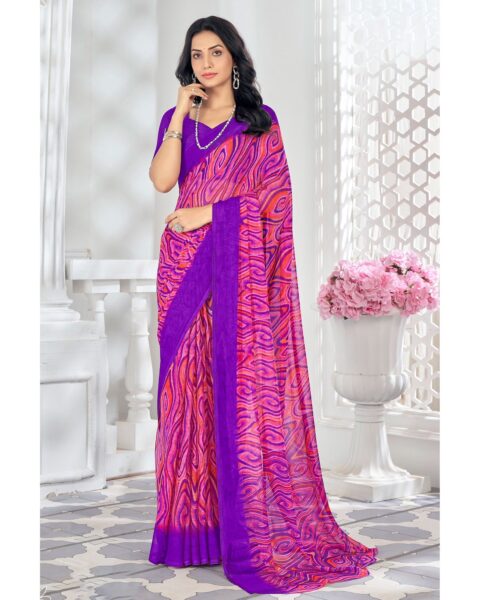 Saree Buta Pink Chiffon Printed Saree